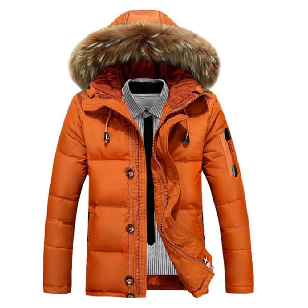 Men's Winter Jacket Thick Snow Parkas Overcoat White Duck